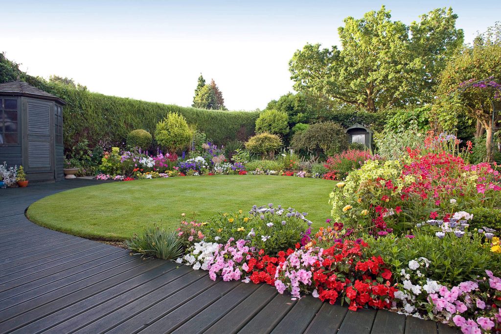 decking in a beautiful garden