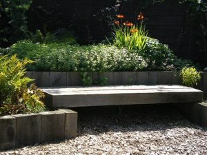 kite landscapes decking bench installed in garden